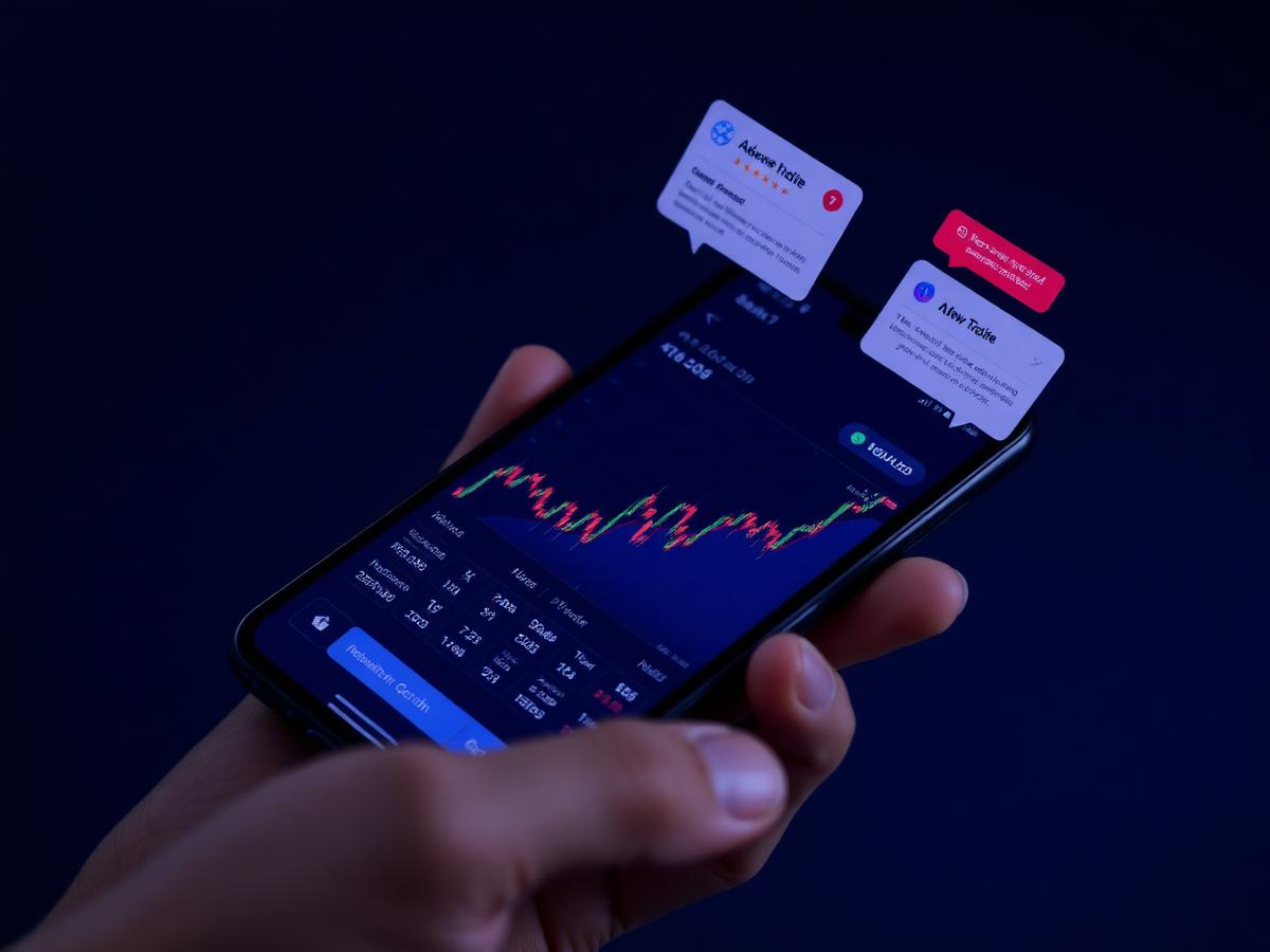 Mobile trading app showing premium crypto signal alerts